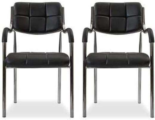 GURU CHAIRS Pack of 2 (Black) Leatherette Weston Visitor Guest Chair or Study Chair