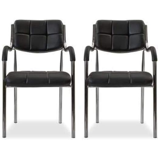GURU CHAIRS Pack of 2 Leatherette Black