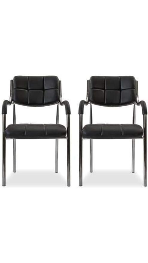 GURU CHAIRS Pack of 2 (Black) Leatherette Weston Visitor Guest Chair or Study Chair