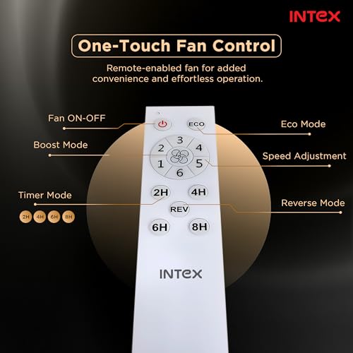 Image of Intex Dynojet 1200mm BLDC Ceiling Fan with Remote, 350 RPM High Speed, 220 CMM Air Delivery, Energy Saving Eco Mode, Timer, Silent Operation, Premium Finish Ceiling Fan (Matte Brown)