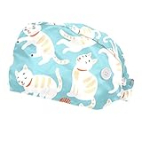 Material: el sombrero bouffant está hecho de tela de poliéster, que es suave al tacto, transpirable, ligero y de secado rápido. Te sentirás cómodo durante mucho tiempo.