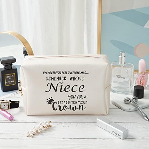 Niece Gifts Leather Cosmetic Bag -Niece Gift from Auntie Uncle - Inspirational Gifts for Niece Teen Girls Teenage Girls,Inspirational Makeup Bag Gift,Gift for Christmas Birthday
