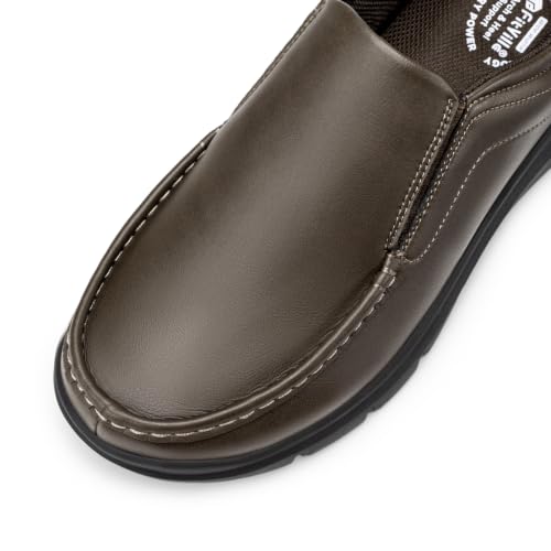 Image of FitVille Wide Slip on Shoes for Men Black Dress Shoes Leather Loafers Business Casual Shoes, Comfortable Simple Shoes - EasyWalk V1