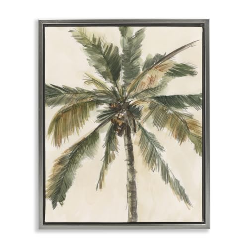Palm Tree Beige Coastal, 25 x 31 Inch Canvas in Floater Frame