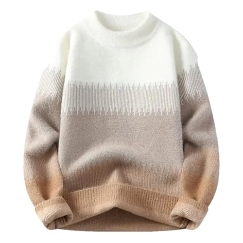 Men's Gradient Knitted Sweater, Autumn Winter Warm Pullover, Casual Streetwear Crew Neck Top