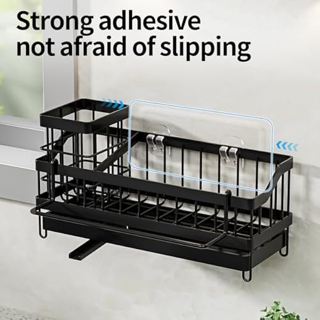 Kitchen Sink Organizer Sponge Holder Sink Caddy Black