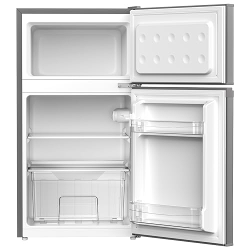 undefined TCL 小型冷蔵庫 85L 直冷式 超薄幅455mm 一人暮らし コンパクト冷蔵庫 冷凍室(25L) 野菜室付き 庫内灯・温度調節 グレー CRT85AH の商品画像 10
