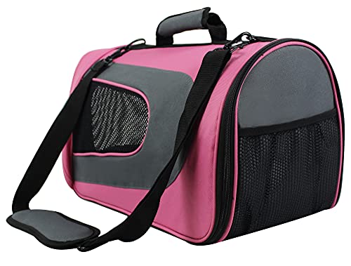 Elitefield Deluxe Soft Pet Carrier (3 Year Warranty, Airline Approved), Multiple Sizes And Colors Available (20" L X 11" W X 11" H, Pink+Gray) #TOP1