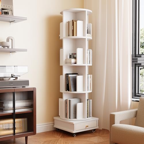 Ztexkee Librerías giratoria de 4 estantes