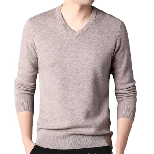 Men's V-Neck Pullover Long Sleeve Elastic Sweater Business Classic Knit Top Jumper2
