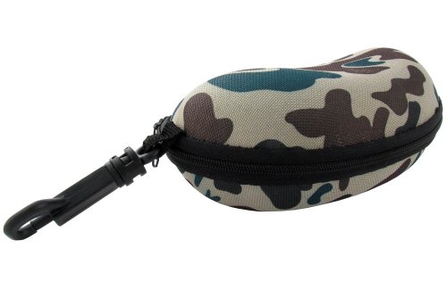 Image of Calabria Camouflage Clip On Zipper Hard Shell Eyeglasses Case Travel Sport Glasses Carrying Pouch Belt Hook Sunglass Storage