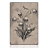 DOODLREAM Halloween Totenkopf Lilie Blechschild Retro 