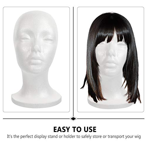 Lurrose 2 Peças de Cabeça de Manequim Feminino Careca Cabeça de Isopor Chapéus Perucas Apliques Supo