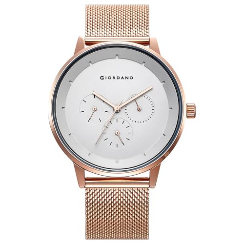 Image of Giordano Skyscrapper Collection Multi-Function Watch for Men with Round Dial and Metal Mesh Strap Wrist with Classy Mesh Band GD-50005