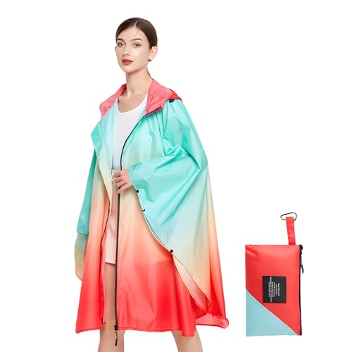LAMA Mode Regenponcho Unisex Regenmantel Atmungsaktiv Regencape Leicht Regenjacke Regenschutzbekleidung Raincoat als Picknickdecke Sonnensegel für Fahrrad Wandern Camping Reisen, Farbverlauf Orange LAMA Mode Regenponcho Unisex Regenmantel Atmungsaktiv Regencape Leicht Regenjacke Regenschutzbekleidung Raincoat als Picknickdecke Sonnensegel für Fahrrad Wandern Camping Reisen, Farbverlauf Orange