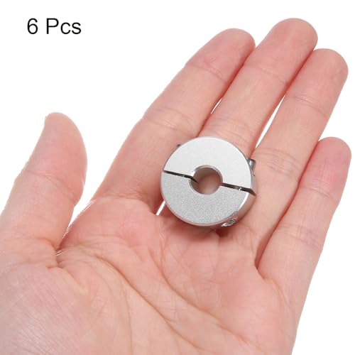 QUARKZMAN 6 Stück Geteilte Klemmringe für Welle, 8mm Bohrung 25mm AD 10mm Breite Stellringe Aluminiumlegierung Gewindestift Wellenkragen