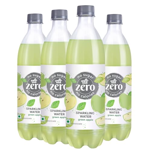 Image of Paper Boat Zero Green Apple Sparkling (Soda) Water - Pack of 4, 600 ml Each | Zero Sugar, Zero Calories | Sugar Free| Flavoured Carbonated Water | For adults | No Aspartame