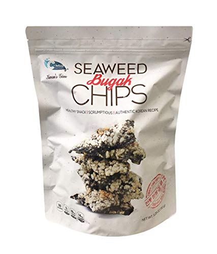 C-weed Korean Crunchy & Crispy Roasted Seaweed Bugak Chips Family Size 5.29oz (1 Pack)