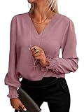ANRABESS Women's Business Casual Tops V Neck Puff Long Sleeve Shirts Dressy...