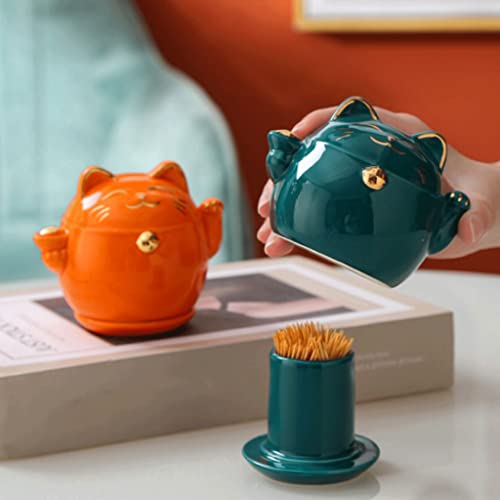 Contenant de cure-dents chaton en céramique chic et distributeur de table - 6