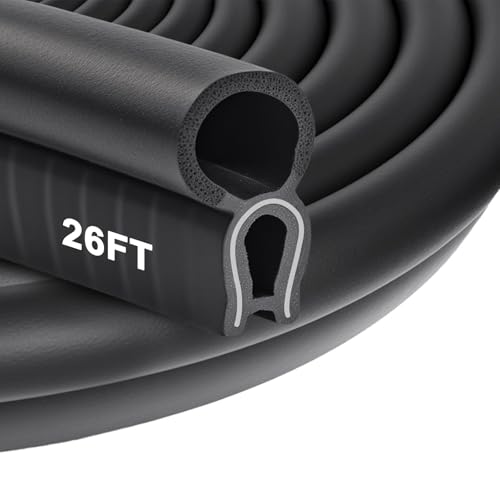 Image of Automotive Weather Stripping 26FT - EPDM Rubber Edge Trim Car Door Seal Strip 0.55 inch Push-On Gasket with Top Bulb for Car Door Bus Camper RV Boat Truck and Home Applications, Fits 1 /16 inch to 2 /25 inch Edge