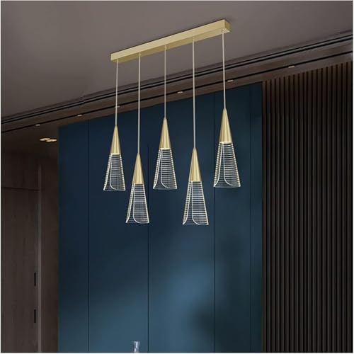 Lustre moderne à LED avec finitions dorées suspendu au plafond
