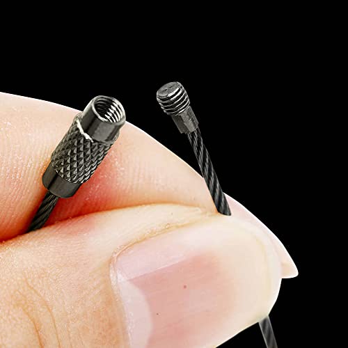 Metal Cable Key Ring Wire Durable Car Flexible Keychain Carabiner Large Keyrings Loop Luggage Tag (Asphalt, 4Pcs 2Mm 6,3") #TOP6