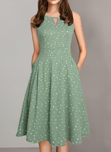 Image of Sureple Women's Retro Sleeveless Swing Casual Work Summer Party Dress with Pockets