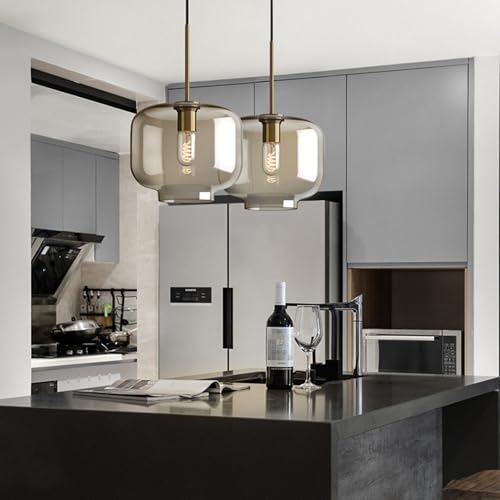 Lámpara colgante de cristal moderna, lámpara de techo ámbar E27 para dormitorio 5