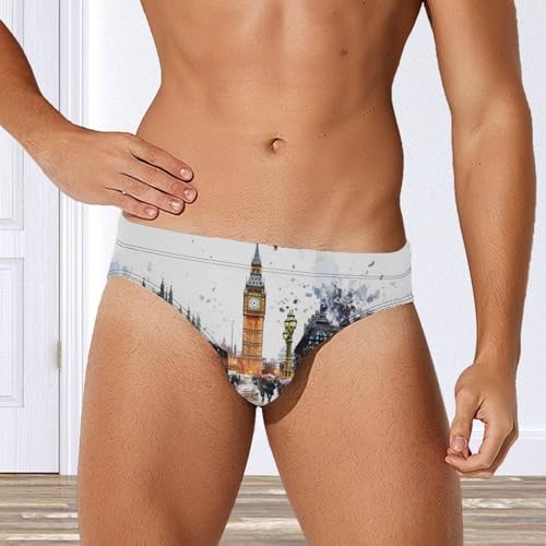 London Street Watercolor Mens Swim Briefs Quick Dry Triangle Trunks Swimsuit Swimming Bikini Swimwear4