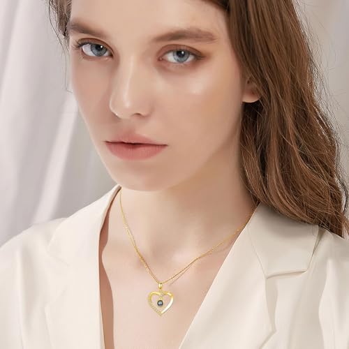 10K 14K 18K Gold Personalized Picture Necklace Projection Necklace with Photo Inside Custom Photo Pendant Necklace Mothers Day Jewelry Gift4