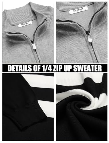 Image of COOFANDY Men's Quarter Zip Up Sweaters Slim Fit Lightweight Mock Pullover