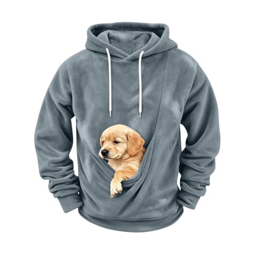 TERGHTP Mens Pet Pouch Hoodie Cat Dog Carrier Fleece Casual Sweatshirt - image 4