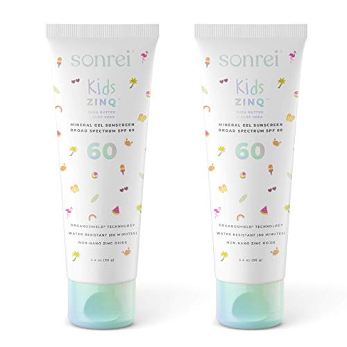 Sonrei Kids Zinq Mineral Face and Body Zinc Gel Athleisure Sunscreen SPF 60 | 3.4 oz (2 Pack)
