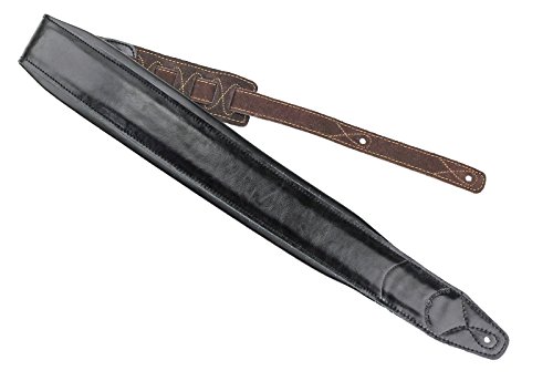 Walker & Williams C-22-BB Sangle rembourrée en cuir pour guitare acoustique, électrique et basse Noir, Noir - Les Beatles, Paul McCartney, John Lennon, RIngo Starr, George Harrison Walker & Williams C-22-BB Sangle rembourrée en cuir pour guitare acoustique, électrique et basse Noir, Noir – Image 3