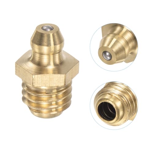 Image of uxcell Brass Straight Grease Fitting M10 x 1.5mm Thread Hydraulic Grease Fitting Accessories, 20Pcs