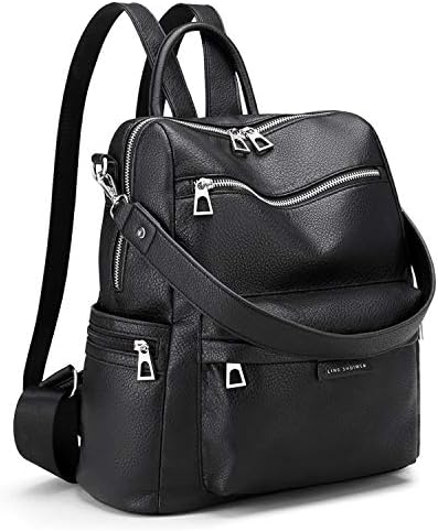 LING SHUIWEN Women Backpack Fashion PU Leather Anti-theft Ladies Rucksack Convertible School Bags Travel Backpack Handbag Shoulder Bag