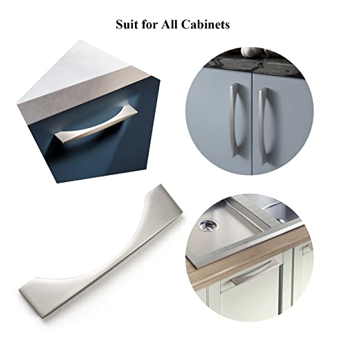 5.04''(128Mm) Hole Center Brushed Nickel Cabinet Handle, Satin Nickel Cabinet Pull ,Modern Drawer Handle ,Cabinet Hardware ,6 Packed #TOP3