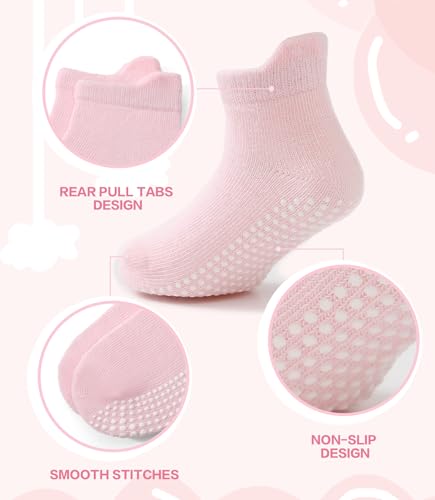 JAKIDAR Baby Toddler Socks Non Slip 9 Pairs Cotton Ankle Grip Socks for Boys Girls Baby Kids Infants Children3