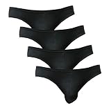 Mens Bikini Underwear Silky Modal Microfiber Briefs, Modal-4p-bk, Medium