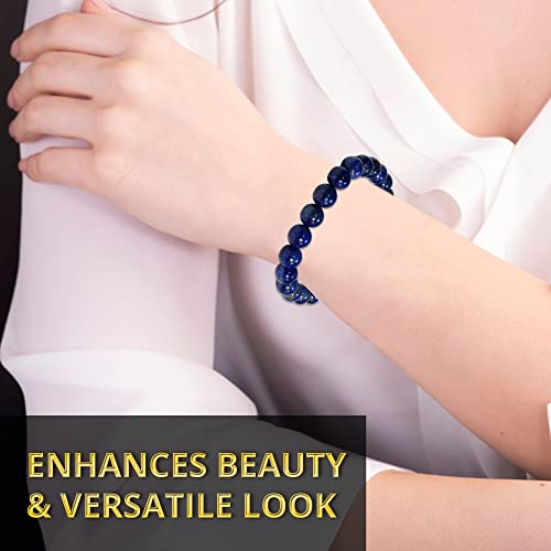 Image of ANAYA AGATE Healing Crystal Bracelet for Women and Men - 8mm Round Beaded Bracelet for Men and Women - Unisex Stretchy Gemstone Bracelet for Healing and Protection