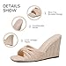 EQAUDES Women Braided Wedge Sandals Open Toe Raffia Wove Slip on Slides -Summer, Wedges Heeled, Square Toe, Twist Bow, Mules, Fashion,Beach, Evening