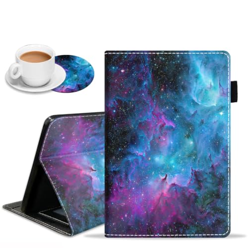 FVAENDHIO Case for Amazon Fire HD 10 & Fire HD 10 Plus Tablet (11th Generation, 2021 Release) - Premium PU Leather Cover with Auto Sleep Wake, Blue Galaxy Nebula Universe Space
