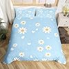 Girls Daisy Bedding Set,Yellow White Blue Duvet Cover for Teens,Kids Daisy Flowers Comforter Cover Decorative Room,Children Spring Floral Quilt Cover with 2 Pillowcases,Full Size(No Comforter) #3