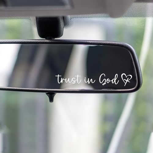 Image of Miarita 3X Trust in God Rearview Mirror Sticker, Christian Car Accessories, Car Stickers and Decals for Women, Cute Car Stickers, Mirror Decals, Valentines Day Gifts for Her (Trust in God White)