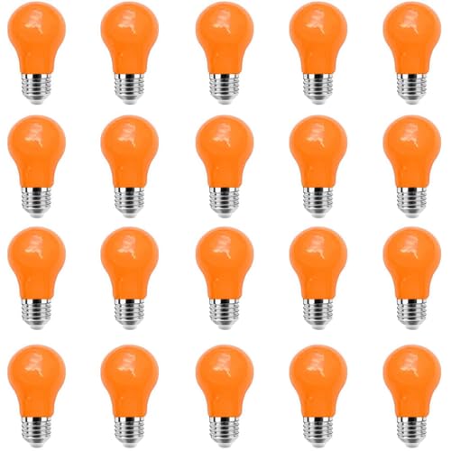 Ampoule colorée E27 LED 3W orange anti-gaspillage énergétique pour guirlande de Noël (Lot de 20)
