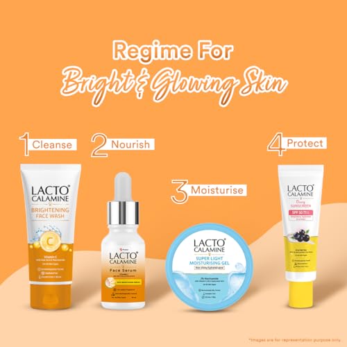 Image of Lacto Calamine Vitamin C Face Wash | Pack of 1 x 100ml | Aloe Vera & Niacinamide Face Wash for Glowing Skin | Facewash that Exfoliates Skin & Reduces Pigmentation | No Parabens, No Sulphates