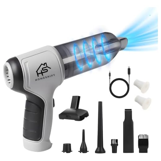 HomeShift Auto Stofzuiger Draadloos V2 - Nat & Droog - Kruimelzuiger - Handstofzuiger - Kruimeldief - Kleine Stofzuiger - Draadloze stofzuiger - Air Duster - Grijs