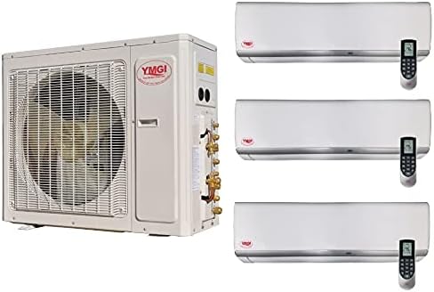 Three Zone - 33000 BTU (9K +12K+12K) Wall Mounted Ductless Mini Split Air Conditioner with Heat Pump for Home, Office, Apartment
