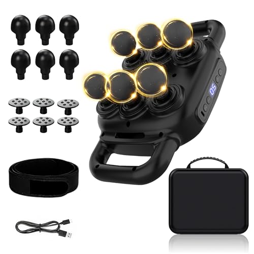 UFFAE Six Head Massage Gun, 50 Intensity Levels & 9 Massage Modes, Equipped with 3 Different Massage Heads, Massage Gun with Adjustable Belt Ideal Gifts for Women, Men, Mom, and Dad